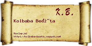 Kolbaba Beáta névjegykártya